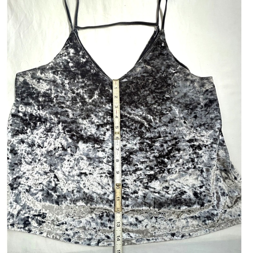 AmericanEagle 90s Grunge Crushed Velvet Cami XL Silver Strappy Tank Indie Sleaze